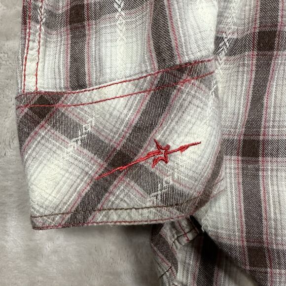 Ryan Michael Western Shirt Beige Mesquite Tribal Plaid Snap Button Mens Size XXL - Picture 10 of 12